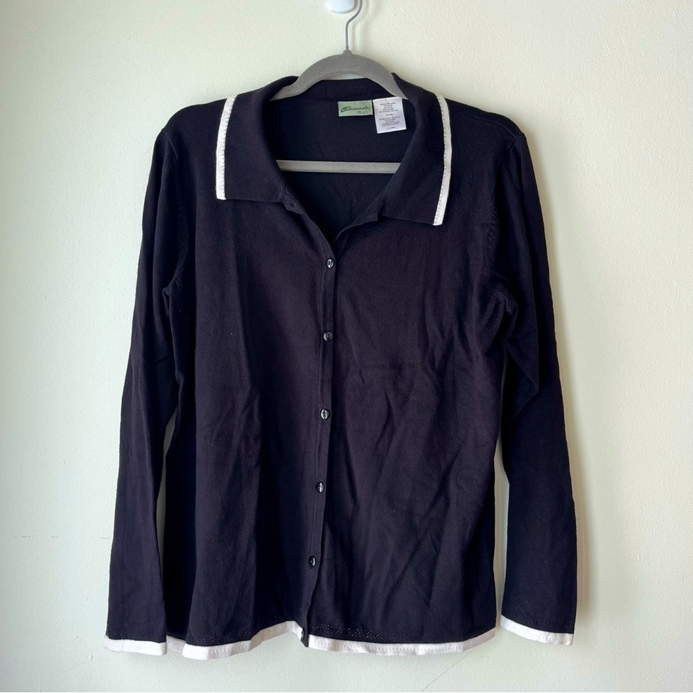 Penman’s Plus Black Button-Up Cardigan Shirt | Contrast Trim | 1X Women’s Top